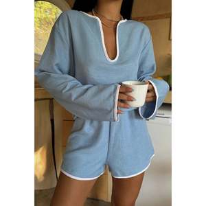 ชุดเซ็ตสองชิ้นผ้าลินิน 100% แบรนด์ Blue Spruce คอเสื้อแบบไม่สมมาตร ดีไซน์สำหรับไซส์ XS คอลเลคชั่นใหม่ 2 ชิ้น - Product Image 1