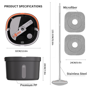 Juego <span class=keywords><strong>de</strong></span> fregona giratoria manos libres OEM/ODM al por mayor con almohadillas <span class=keywords><strong>de</strong></span> microfibra y <span class=keywords><strong>cubo</strong></span> autoescurrible para limpieza comercial <span class=keywords><strong>de</strong></span> suelos - Product Image 2