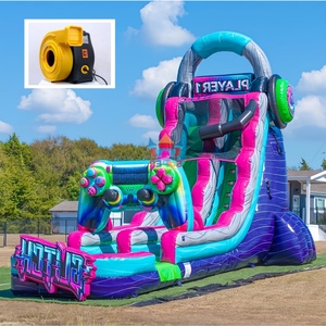 <span class=keywords><strong>Toboggan</strong></span> <span class=keywords><strong>aquatique</strong></span> gonflable de qualité commerciale pour jeux vidéo avec manette géante, piscine à jets simple/double voie, idéal pour la location en extérieur - Product Image 1