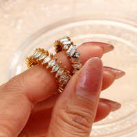 Bague d'éternité empilable Mylove personnalisée en laiton plaqué or 18 carats avec zircone cubique taille marquise et baguette pour femme, idéale pour mariage