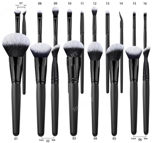 Daily Queen & E-L-F: Set de Brochas de Maquillaje Veganas Nano Negras de Alta Calidad para Rostro, Ojos y Delineador - Product Image 1