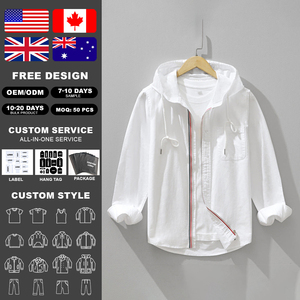 เสื้อแจ็คเก็ตมีฮู้ดซิปแบบลำลองสำหรับทุกเพศ ยี่ห้อ KingSen น้ำหนักเบา ระบายอากาศได้ดี ลายทางตัดกัน ทรงหลวม กระดุมตกแต่ง - Product Image 2