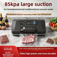 Mesin Vacuum Sealer Makanan Rumah Tangga Ukuran Sedang 85kPa, Layar Digital, Penyegelan Kering & Basah untuk Pengawetan Makanan