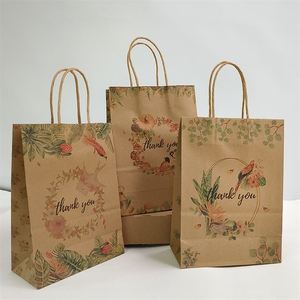 Sacs cadeaux de mariage en papier kraft 2026 pour invités, 11 cm, petits sacs d'emballage pour entreprises, motif floral imprimé - Product Image 4