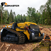 Robot broyeur forestier télécommandé diesel 75 CV, sur chenilles tout-terrain, pour la fauchage des pentes et l'entretien des brûlées et de la végétation