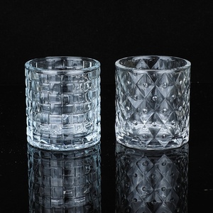 Contenants à bougies en <span class=keywords><strong>verre</strong></span> gaufré vintage 10oz, supports à bougies transparents de luxe en gros pour la fabrication de bougies DIY, aromathérapie, décoration intérieure, mariage - Product Image 1