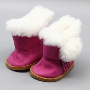 Style d'hiver 18 Inch US Doll Shoes Red White Black Brushy Winter Snow Boots - Product Image 4