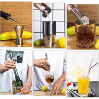 Wuyi Camol usine outils de bar en acier inoxydable avec support 13 pièces ensemble de shaker à cocktail Kit de barman de mixologie pour mélanger les boissons