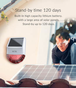 OEM tahan air sistem keamanan rumah sirene <span class=keywords><strong>Alarm</strong></span> nirkabel 120dB pengulang wifi Anti Maling Gsm daya surya jarak jauh untuk rumah - Product Image 5