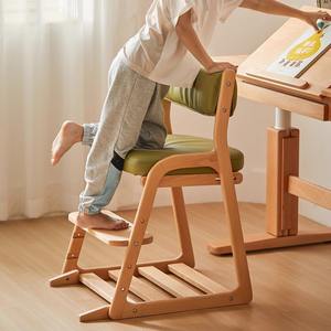 Silla infantil de madera maciza, silla de estudio de altura ajustable, diseño minimalista, muebles para niños - Product Image 3