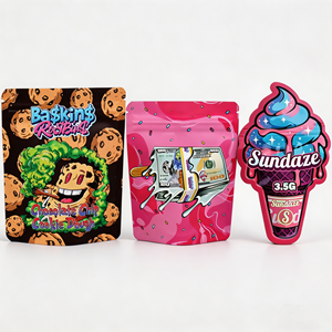 Resealable 3.5g Mylar Bags Die Cut Shape Exotic Thick Candy Mylar Bags Gravure Printed Mylar Bags for Cookies in Stock7g 14g 28g - Product Image 1