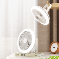 Vente en gros de ventilateurs portables rechargeables de 8 pouces avec lumière LED, télécommande, 3 vitesses, utilisation double table et plafond, 2400 mAh, ventilateur de camping