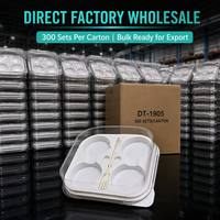 Conteneur de boulangerie en plastique PET transparent en gros, 4 compartiments, boîte à gâteau transparente en blister pour emporter