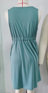 Robes d'été à la mode pour femmes, vêtements décontractés avec poches et boutons, col rond, fendue à la taille - Product Image 3