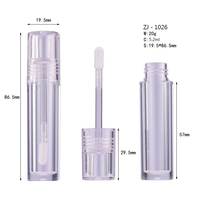 Emballage de rouge à lèvres liquide en plastique 5,2 ml, tube de gloss à lèvres transparent personnalisé avec logo, couvercle translucide rose pastel clair