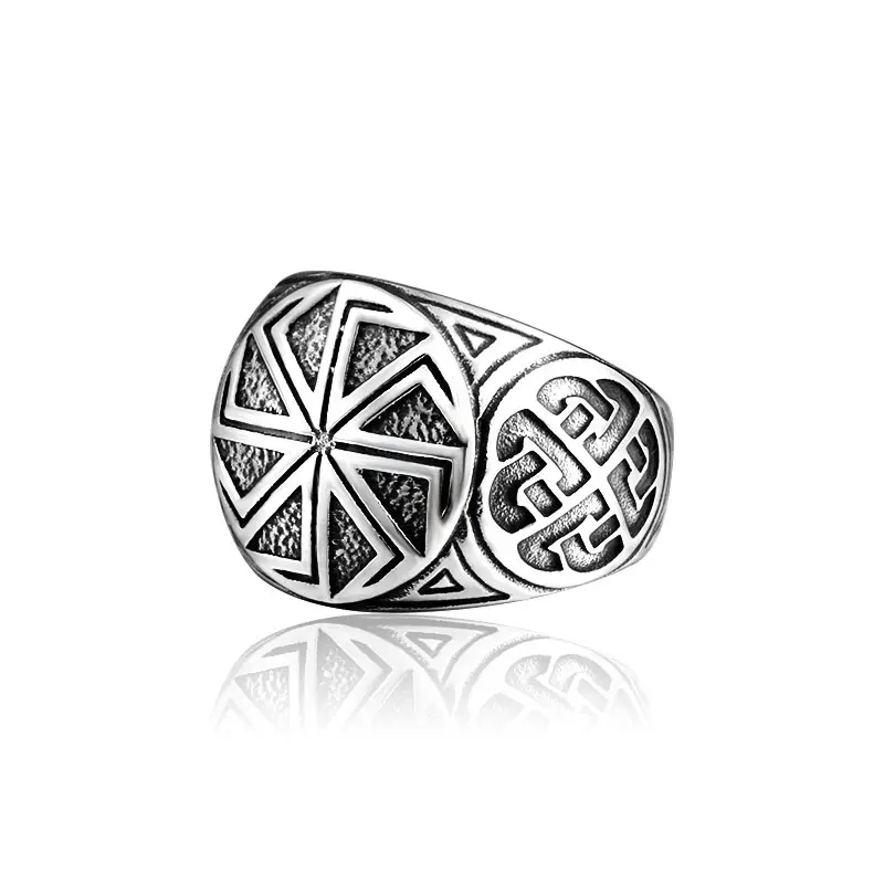 SS8-727R Steel Soldier Stainless Steel Ring Viking Celtic Solar Symbol Wheel Ring Amulet Stainless Steel Nordic Jew