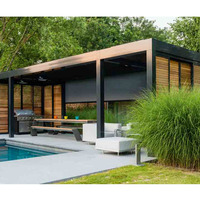 Moderne Classique 3x4m Pergola en Aluminium Étanche Gazebo Stores Mur LED Terrasse Jardin Pavillon Extension Mirador Balcon 4x4