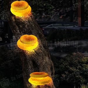 Lumière décorative en FRP à double couche en forme de champignon pour arbre, couleur marron-jaune, pour la décoration extérieure des arbres et des jardins - Product Image 6