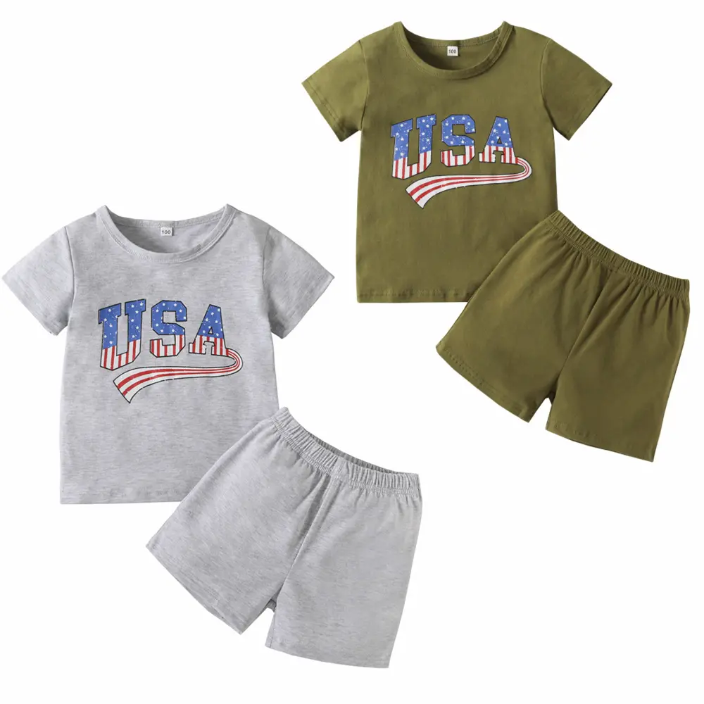 Conjunto de roupas 4 de julho, camisetas e shorts com bandeira dos eua, meninos e meninas, 2023