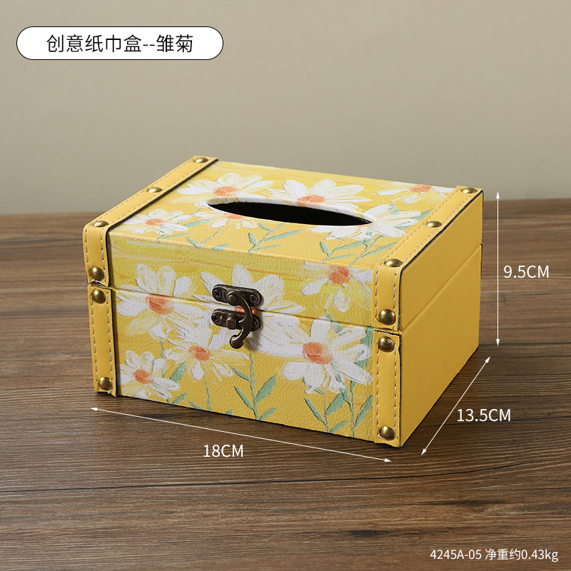 18PU leather tissue box - Daisy