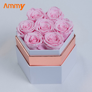 Caja de regalo cuadrada de <span class=keywords><strong>rosas</strong></span> de flores preservadas hechas a mano de Ammy con joyero, regalo de <span class=keywords><strong>cumpleaños</strong></span> de Rosa eterna, regalo de <span class=keywords><strong>cumpleaños</strong></span>, AM-PFB04 - Product Image 2