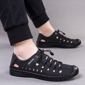 Sandales à plateforme pour hommes, respirantes, avec bande élastique croisée, chaussures en PU pour l'extérieur, décontractées, habillées, à semelle souple, antidérapantes, imperméables - Product Image 3