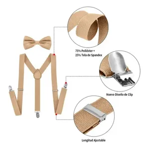 Set Papillon e Bretelle in Poliestere Tinta Unita, Regolabile, Pre-Annodato, per Adulti, Abbigliamento Casual - Product Image 1