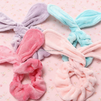 Bandeau personnalisé avec logo, en flanelle douce torsadée, en polaire corail, avec oreilles de lapin en peluche, réutilisable, antidérapant, coloré, tendance, taille unique