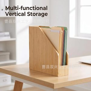 Wooden Magazine Rack Storage Organizer Small Desk File Holder For Home Office Use - Product Image 2