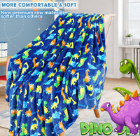 Couverture en polaire tricotée chaude pour garçons avec motif de dinosaure - Couverture douillette en flanelle moelleuse pour enfants, adaptée à toutes les saisons