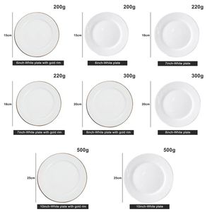 Platos Personalizados con Diseños de Calcomanías, Platos Blancos y de Servicio Redondos de Porcelana Fina de Alta Calidad con Borde Dorado para Restaurante - Product Image 2
