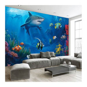 Papier peint personnalisé <span class=keywords><strong>Mural</strong></span> bleu sous-marin dauphin <span class=keywords><strong>Aquarium</strong></span> papier peint salon TV fond mur décor à la maison fresque - Product Image 1