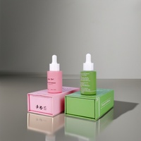 Flacon compte-gouttes en verre jaune mat 1oz 30ml 50ml pour sérum, emballage personnalisé pour huile capillaire avec boîte en papier et impression sérigraphique
