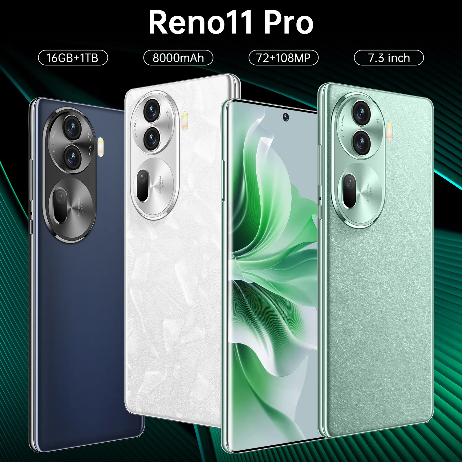 Reno 11 Pro 7.3 pouces 120Hz Snapdragon 8 + Gen 1 Octa Core 72MP nouvelle caméra Smartphone 5G de haute qualité