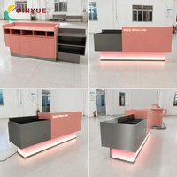 Comptoir de réception moderne en acier inoxydable avec logo personnalisé, armoire de rangement pour hall d'hôtel, bureau, clinique, dimensions et design sur mesure