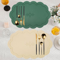 Napperons en cuir en forme de fleur nordique créative 38cm tapis de Table rond étanche et résistant à l'huile tapis de tasse de thé de café tapis de décor sous-verres