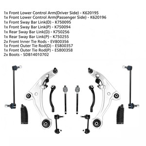 Kit complet <span class=keywords><strong>de</strong></span> 12 pièces pour <span class=keywords><strong>suspension</strong></span> avant : bras <span class=keywords><strong>de</strong></span> <span class=keywords><strong>suspension</strong></span>, <span class=keywords><strong>rotule</strong></span>, barre stabilisatrice, embout <span class=keywords><strong>de</strong></span> biellette <span class=keywords><strong>de</strong></span> direction pour Nissan Altima 2007-2013 - Product Image 2