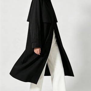 Manteau long <span class=keywords><strong>Trench</strong></span> Tyan de qualité supérieure, nouvelle collection Automne Hiver 2025, pour femme, col montant, ceinture ajustable, manteau <span class=keywords><strong>noir</strong></span> classique, vêtements d'extérieur - Product Image 6