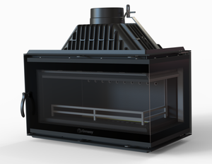 Poêle à bois d'angle encastré haut de gamme avec vitre. Brûleur de cheminée à insérer. - Product Image 4