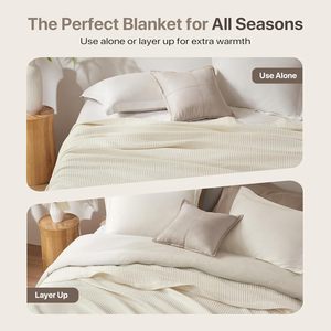 Manta de gofres de algodón <span class=keywords><strong>Madison</strong></span> Park Ivory 100% tamaño completo/Queen decoración versátil para el hogar para cama y sofá - Product Image 4