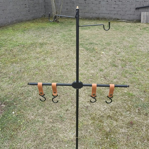 Support suspendu pour camping en plein air, 85x43cm, en alliage d'aluminium pliable avec crochets en cuir de vache pour le rangement et le support d'équipement - Product Image 3
