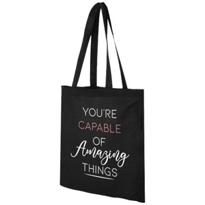 Bolsa de Tela de Algodón Negra de 140g con Asas Largas, Impresión Serigráfica, para Uso Promocional - Product Image 1