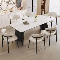 Ensemble de table à manger rectangulaire en pierre frittée de 12 mm, 6 places, chaises modernes en cuir PU pour la maison et la cuisine