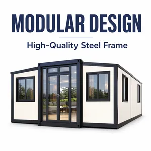Maison conteneur d'exportation modulaire préfabriquée mobile, pliable à double aile, extensible, pour hébergement, avec deux chambres et un salon - Product Image 2