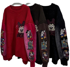 Sweat à capuche zippé personnalisé pour femmes en éponge française Streetwear en détresse brodé motif de dessin animé imperméable - Product Image 1