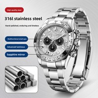 Montre chronographe mécanique automatique pour homme personnalisée 2026, verre saphir, aiguilles, boîtier en acier inoxydable, résistance à l'eau 100m