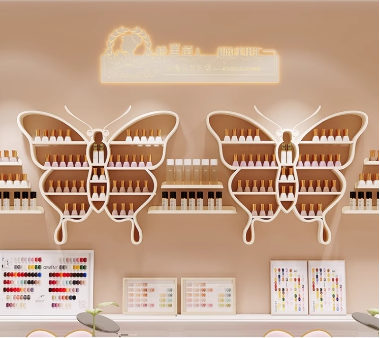 Salon Furniture Wrought Iron Butterfly-Shaped Manicure Shelf Wall