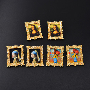 Orecchini Vintage Dorati con Motivi Geometrici, <span class=keywords><strong>Mona</strong></span> <span class=keywords><strong>Lisa</strong></span>, Ragazza con l'Orecchino di Perla, Girasole, Dipinto di Amalia <span class=keywords><strong>De</strong></span> Llano, Orecchini Estetici per Donne - Product Image 2