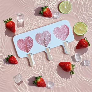 Caliente Diy 3 cavidades amor molde de silicona grado alimenticio Bpa libre forma de corazón duradero Diy caramelo forma paleta Lolly molde de helado - Product Image 3