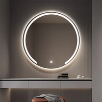 Miroir LED circulaire de maquillage mural éclairé Vanité de grande taille Miroir d'art design pour salle de bain ronde sans cadre